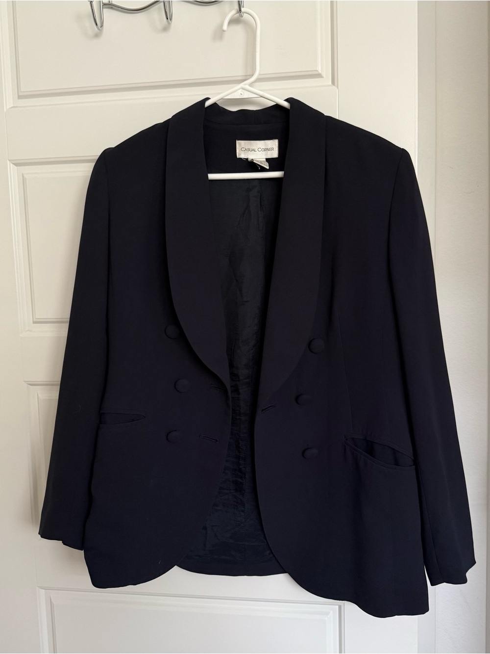 Navy Blazer with Padded Shoulders